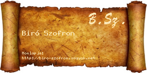 Biró Szofron névjegykártya